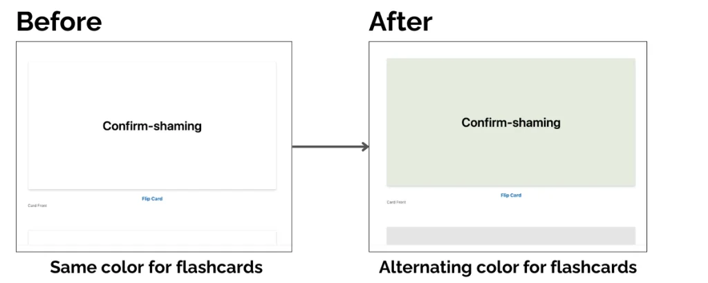 before and after flashcard improvement