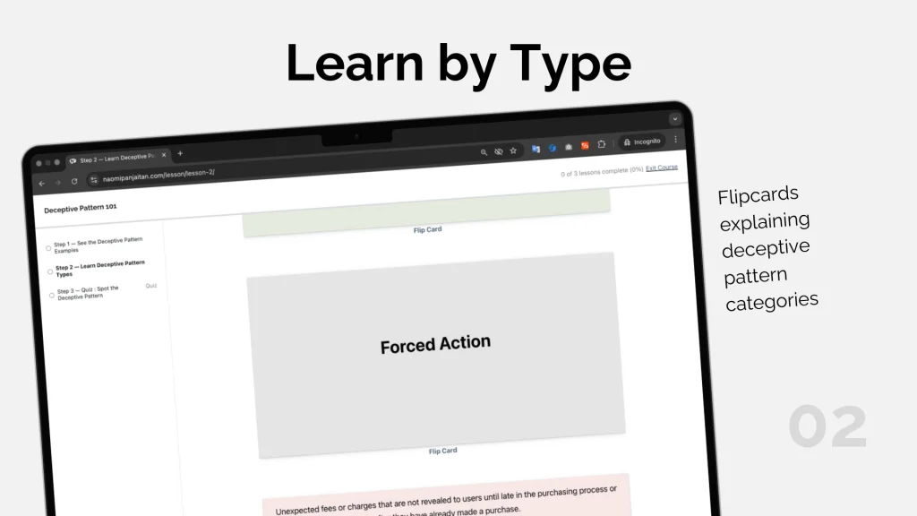 learn deceptive pattern by its type