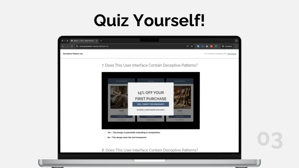 quiz yourself on your deceptive pattern knowledge